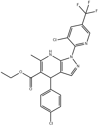 ETHYL 4-(4-CHLOROPHENYL)-1-[3-CHLORO-5-(TRIFLUOROMETHYL)-2-PYRIDINYL]-6-METHYL-4,7-DIHYDRO-1H-PYRAZOLO[3,4-B]PYRIDINE-5-CARBOXYLATE Struktur