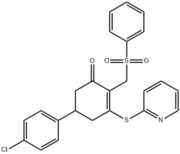 5-(4-CHLOROPHENYL)-2-[(PHENYLSULFONYL)METHYL]-3-(2-PYRIDINYLSULFANYL)-2-CYCLOHEXEN-1-ONE Struktur