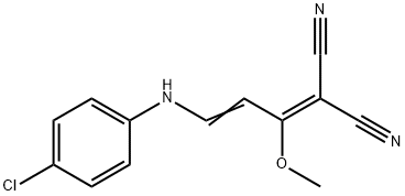 2-[3-(4-CHLOROANILINO)-1-METHOXY-2-PROPENYLIDENE]MALONONITRILE Struktur