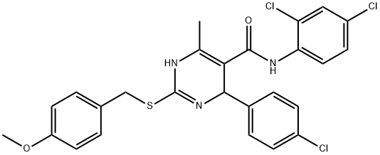 6-(4-CHLOROPHENYL)-N-(2,4-DICHLOROPHENYL)-2-[(4-METHOXYBENZYL)SULFANYL]-4-METHYL-1,6-DIHYDRO-5-PYRIMIDINECARBOXAMIDE Struktur