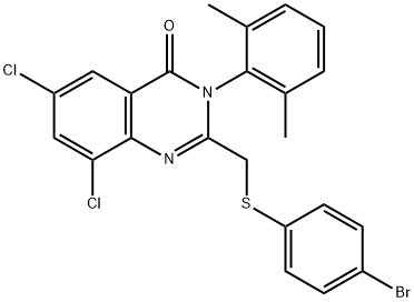 2-([(4-BROMOPHENYL)SULFANYL]METHYL)-6,8-DICHLORO-3-(2,6-DIMETHYLPHENYL)-4(3H)-QUINAZOLINONE Struktur