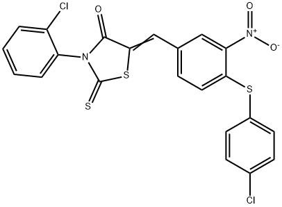 3-(2-CHLOROPHENYL)-5-((4-[(4-CHLOROPHENYL)SULFANYL]-3-NITROPHENYL)METHYLENE)-2-THIOXO-1,3-THIAZOLAN-4-ONE Struktur