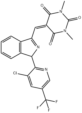 5-((1-[3-CHLORO-5-(TRIFLUOROMETHYL)-2-PYRIDINYL]-1H-ISOINDOL-3-YL)METHYLENE)-1,3-DIMETHYL-2,4,6(1H,3H,5H)-PYRIMIDINETRIONE Struktur