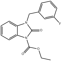 ETHYL 3-(3-FLUOROBENZYL)-2-OXO-2,3-DIHYDRO-1H-1,3-BENZIMIDAZOLE-1-CARBOXYLATE Struktur