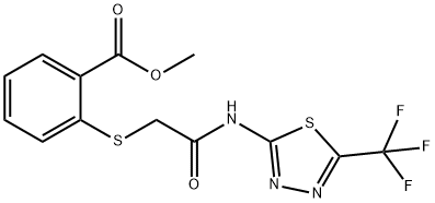 METHYL 2-[(2-OXO-2-([5-(TRIFLUOROMETHYL)-1,3,4-THIADIAZOL-2-YL]AMINO)ETHYL)SULFANYL]BENZENECARBOXYLATE Struktur