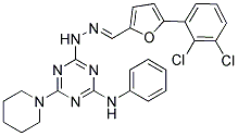 (E)-4-(2-((5-(2,3-DICHLOROPHENYL)FURAN-2-YL)METHYLENE)HYDRAZINYL)-N-PHENYL-6-(PIPERIDIN-1-YL)-1,3,5-TRIAZIN-2-AMINE Struktur