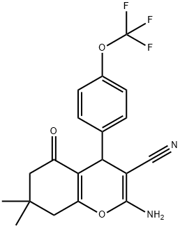 2-AMINO-7,7-DIMETHYL-5-OXO-4-(4-(TRIFLUOROMETHOXY)PHENYL)-4,6,7,8-TETRAHYDRO2H-CHROMENE-3-CARBONITRILE Struktur