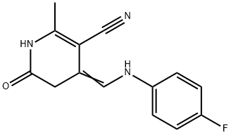 4-[(4-FLUOROANILINO)METHYLENE]-2-METHYL-6-OXO-1,4,5,6-TETRAHYDRO-3-PYRIDINECARBONITRILE Struktur