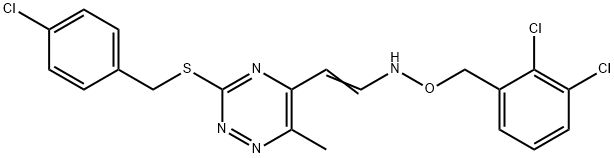 3-[(4-CHLOROBENZYL)SULFANYL]-5-(2-([(2,3-DICHLOROBENZYL)OXY]AMINO)VINYL)-6-METHYL-1,2,4-TRIAZINE Struktur