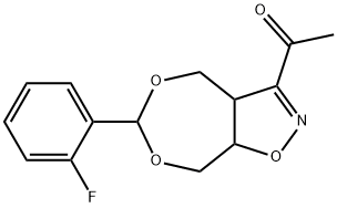 1-[6-(2-FLUOROPHENYL)-3A,4,8,8A-TETRAHYDRO[1,3]DIOXEPINO[5,6-D]ISOXAZOL-3-YL]-1-ETHANONE Struktur