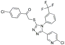 1-(4-CHLOROPHENYL)-2-((5-(6-CHLORO-3-PYRIDYL)-4-[3-(TRIFLUOROMETHYL)PHENYL]-4H-1,2,4-TRIAZOL-3-YL)THIO)ETHAN-1-ONE Struktur