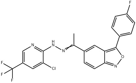 1-[3-(4-FLUOROPHENYL)-2,1-BENZISOXAZOL-5-YL]-1-ETHANONE N-[3-CHLORO-5-(TRIFLUOROMETHYL)-2-PYRIDINYL]HYDRAZONE Struktur