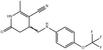 2-METHYL-6-OXO-4-([4-(TRIFLUOROMETHOXY)ANILINO]METHYLENE)-1,4,5,6-TETRAHYDRO-3-PYRIDINECARBONITRILE Struktur