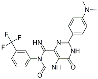 6-(4-(DIMETHYLAMINO)PHENYL)-4-IMINO-3-(3-(TRIFLUOROMETHYL)PHENYL)-1,3,7-TRIHYDRO-5,7-DIAZAQUINAZOLINE-2,8-DIONE Struktur