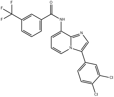 N-[3-(3,4-DICHLOROPHENYL)IMIDAZO[1,2-A]PYRIDIN-8-YL]-3-(TRIFLUOROMETHYL)BENZENECARBOXAMIDE Struktur