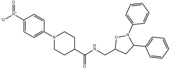 N-[(2,3-DIPHENYLTETRAHYDRO-5-ISOXAZOLYL)METHYL]-1-(4-NITROPHENYL)-4-PIPERIDINECARBOXAMIDE Struktur