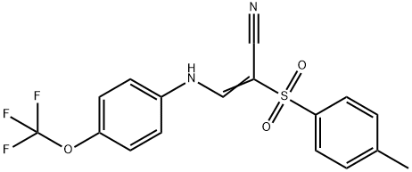 2-((4-METHYLPHENYL)SULFONYL)-3-((4-(TRIFLUOROMETHOXY)PHENYL)AMINO)PROP-2-ENENITRILE Struktur