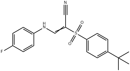 2-((4-(TERT-BUTYL)PHENYL)SULFONYL)-3-((4-FLUOROPHENYL)AMINO)PROP-2-ENENITRILE Struktur