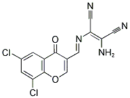 2-AMINO-1-(1-AZA-2-(6,8-DICHLORO-4-OXO(4H-CHROMEN-3-YL))VINYL)ETHENE-1,2-DICARBONITRILE Struktur