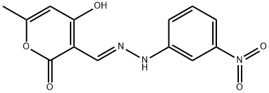 4-HYDROXY-6-METHYL-2-OXO-2H-PYRAN-3-CARBALDEHYDE N-(3-NITROPHENYL)HYDRAZONE Struktur