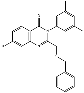 2-[(BENZYLSULFANYL)METHYL]-7-CHLORO-3-(3,5-DIMETHYLPHENYL)-4(3H)-QUINAZOLINONE Struktur