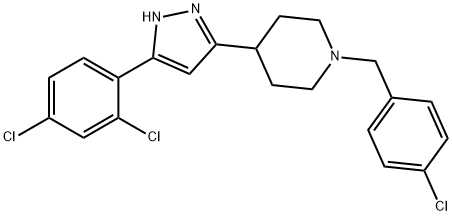 1-(4-CHLOROBENZYL)-4-[3-(2,4-DICHLOROPHENYL)-1H-PYRAZOL-5-YL]PIPERIDINE Struktur