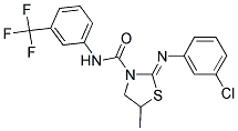 (2Z)-2-[(3-CHLOROPHENYL)IMINO]-5-METHYL-N-[3-(TRIFLUOROMETHYL)PHENYL]-1,3-THIAZOLIDINE-3-CARBOXAMIDE Struktur