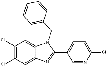 1-BENZYL-5,6-DICHLORO-2-(6-CHLORO-3-PYRIDINYL)-1H-1,3-BENZIMIDAZOLE Struktur