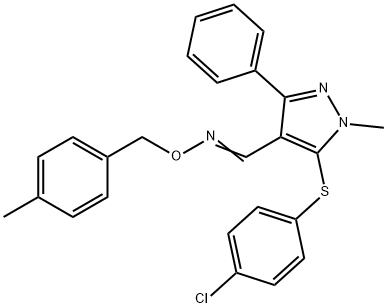 5-[(4-CHLOROPHENYL)SULFANYL]-1-METHYL-3-PHENYL-1H-PYRAZOLE-4-CARBALDEHYDE O-(4-METHYLBENZYL)OXIME Struktur