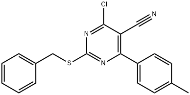 2-(BENZYLSULFANYL)-4-CHLORO-6-(4-METHYLPHENYL)-5-PYRIMIDINECARBONITRILE Struktur