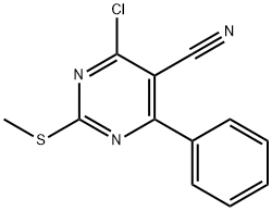 4-CHLORO-2-(METHYLSULFANYL)-6-PHENYL-5-PYRIMIDINECARBONITRILE Struktur