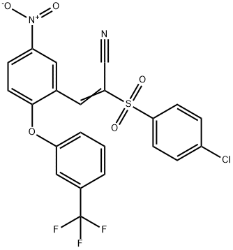 2-((4-CHLOROPHENYL)SULFONYL)-3-(5-NITRO-2-(3-(TRIFLUOROMETHYL)PHENOXY)PHENYL)PROP-2-ENENITRILE Struktur