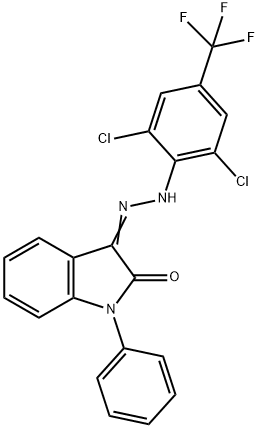 1-PHENYL-1H-INDOLE-2,3-DIONE 3-(N-[2,6-DICHLORO-4-(TRIFLUOROMETHYL)PHENYL]HYDRAZONE) Struktur