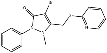 4-BROMO-2-METHYL-1-PHENYL-3-(2-PYRIDYLTHIOMETHYL)-3-PYRAZOLIN-5-ONE Struktur