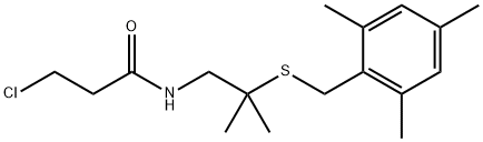 3-CHLORO-N-(2-[(MESITYLMETHYL)SULFANYL]-2-METHYLPROPYL)PROPANAMIDE Struktur