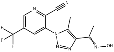 3-[4-(HYDROXYETHANIMIDOYL)-5-METHYL-1H-1,2,3-TRIAZOL-1-YL]-5-(TRIFLUOROMETHYL)-2-PYRIDINECARBONITRILE Struktur