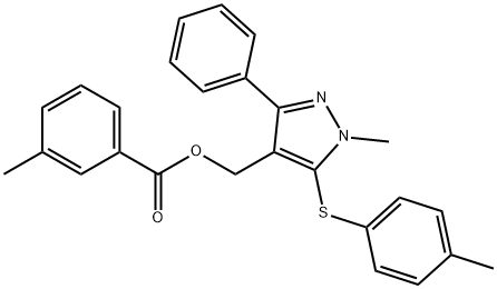 (1-METHYL-5-[(4-METHYLPHENYL)SULFANYL]-3-PHENYL-1H-PYRAZOL-4-YL)METHYL 3-METHYLBENZENECARBOXYLATE Struktur