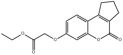 (4-OXO-1,2,3,4-TETRAHYDRO-CYCLOPENTA[C]CHROMEN-7-YLOXY)-ACETIC ACID ETHYL ESTER Struktur