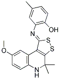 2-{[(1Z)-8-METHOXY-4,4-DIMETHYL-4,5-DIHYDRO-1H-[1,2]DITHIOLO[3,4-C]QUINOLIN-1-YLIDENE]AMINO}-4-METHYLPHENOL Struktur