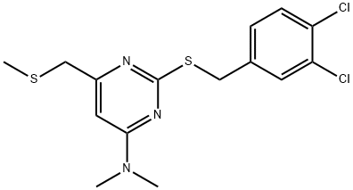 2-[(3,4-DICHLOROBENZYL)SULFANYL]-N,N-DIMETHYL-6-[(METHYLSULFANYL)METHYL]-4-PYRIMIDINAMINE Struktur