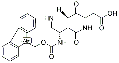 (2S,6S,9S)-FMOC-6-AMINO-2-CARBOXYMETHYL-3,8-DIAZABICYCLO-[4,3,0]-NONANE-1,4-DIONE Struktur