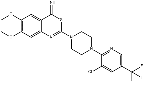 2-(4-[3-CHLORO-5-(TRIFLUOROMETHYL)-2-PYRIDINYL]PIPERAZINO)-6,7-DIMETHOXY-4H-3,1-BENZOTHIAZIN-4-IMINE Struktur