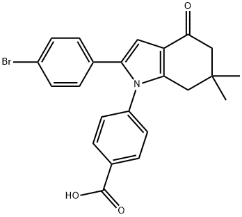 4-(2-(4-BROMOPHENYL)-6,6-DIMETHYL-4-OXO-5,6,7-TRIHYDROINDOLYL)BENZOIC ACID Struktur