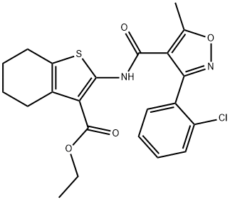 ETHYL 2-((3-(2-CHLOROPHENYL)-5-METHYLISOXAZOL-4-YL)CARBONYLAMINO)-4,5,6,7-TETRAHYDROBENZO[B]THIOPHENE-3-CARBOXYLATE Struktur