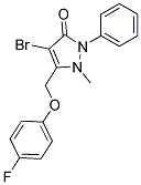 4-BROMO-3-((4-FLUOROPHENOXY)METHYL)-2-METHYL-1-PHENYL-3-PYRAZOLIN-5-ONE Struktur