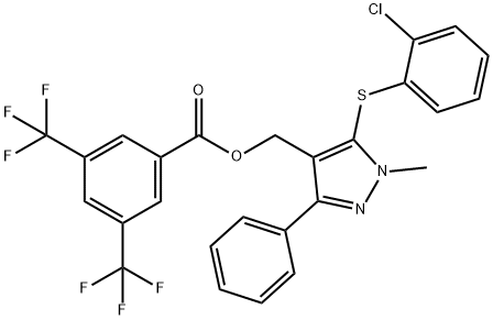 (5-[(2-CHLOROPHENYL)SULFANYL]-1-METHYL-3-PHENYL-1H-PYRAZOL-4-YL)METHYL 3,5-BIS(TRIFLUOROMETHYL)BENZENECARBOXYLATE Struktur