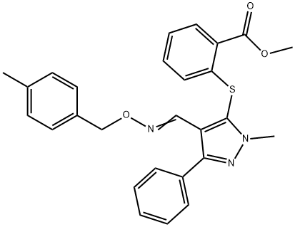 METHYL 2-([1-METHYL-4-(([(4-METHYLBENZYL)OXY]IMINO)METHYL)-3-PHENYL-1H-PYRAZOL-5-YL]SULFANYL)BENZENECARBOXYLATE Struktur