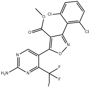 METHYL 5-[2-AMINO-4-(TRIFLUOROMETHYL)-5-PYRIMIDINYL]-3-(2,6-DICHLOROPHENYL)-4-ISOXAZOLECARBOXYLATE Struktur