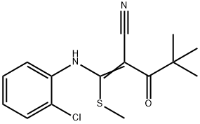 2-(2,2-DIMETHYLPROPANOYL)-3-((2-CHLOROPHENYL)AMINO)-3-METHYLTHIOPROP-2-ENENITRILE Struktur