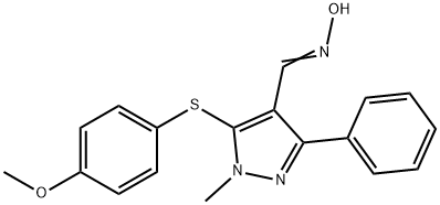 5-[(4-METHOXYPHENYL)SULFANYL]-1-METHYL-3-PHENYL-1H-PYRAZOLE-4-CARBALDEHYDE OXIME Struktur